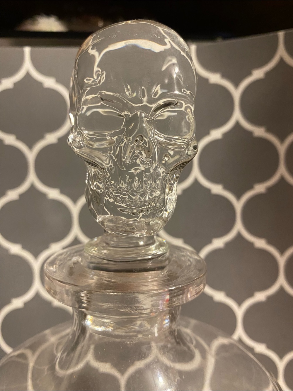 Clear Glass Skull Bottle Decanter Topper